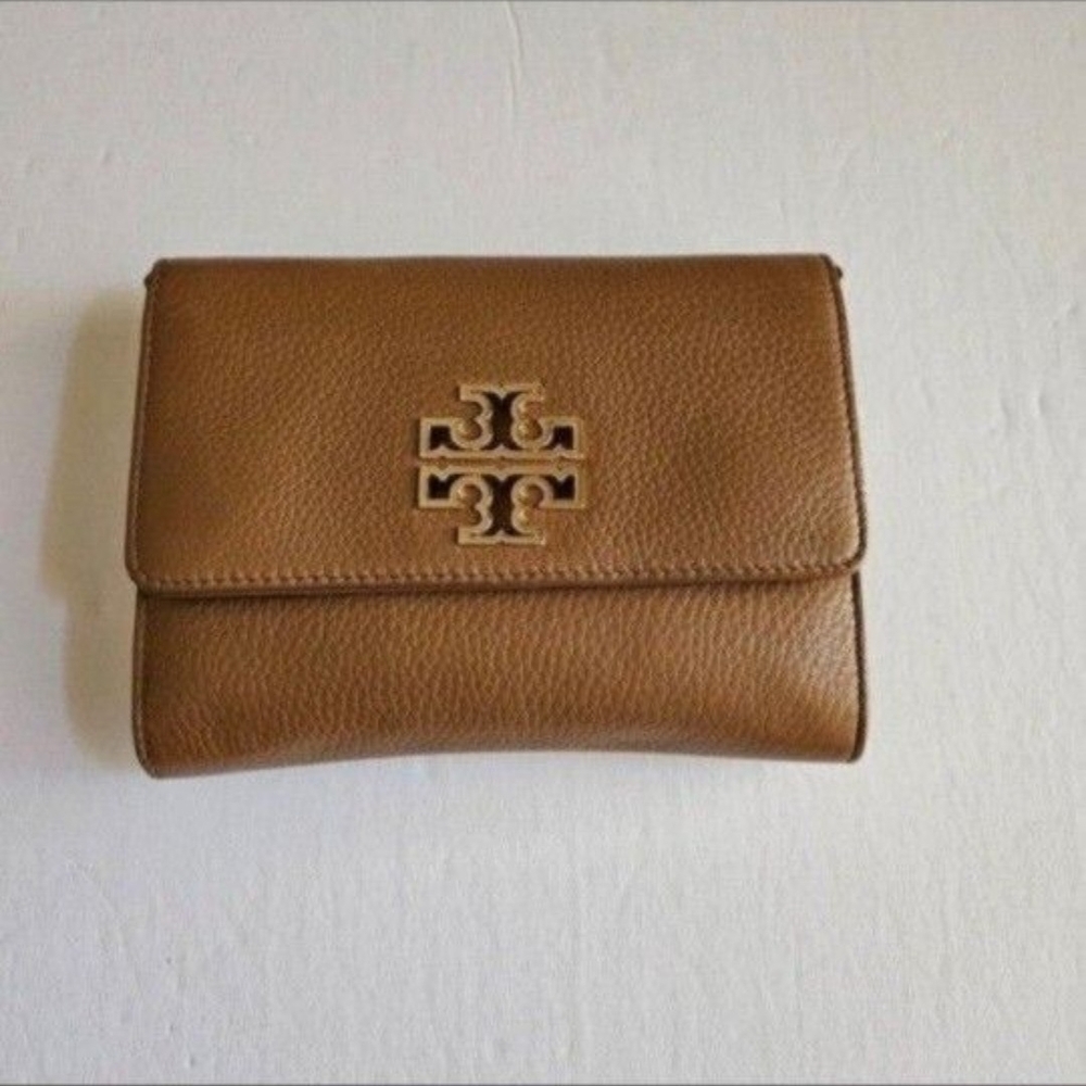 Tory Burch Brown Leather Wallet On Chain